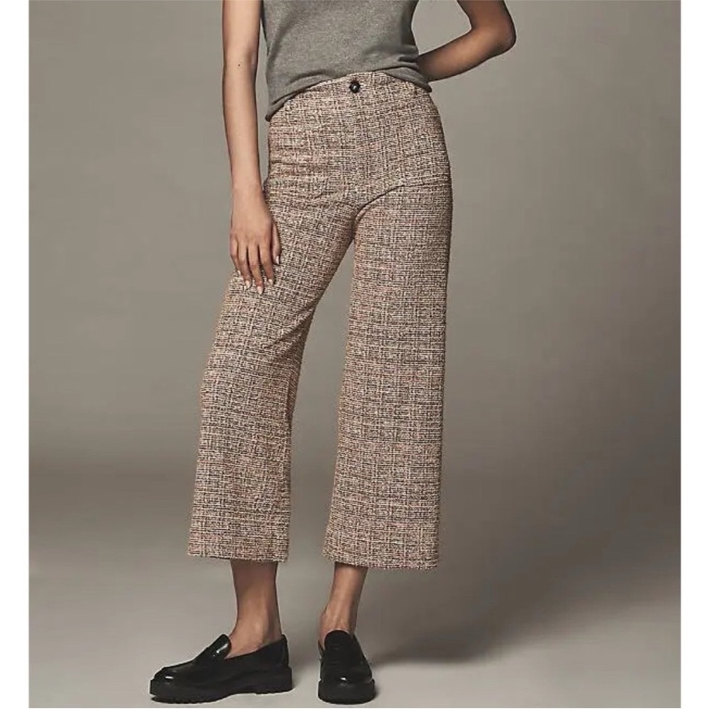 The Colette Tweed Crop Wide-Leg Pants by Maeve Size 28 Orange Fall Womens